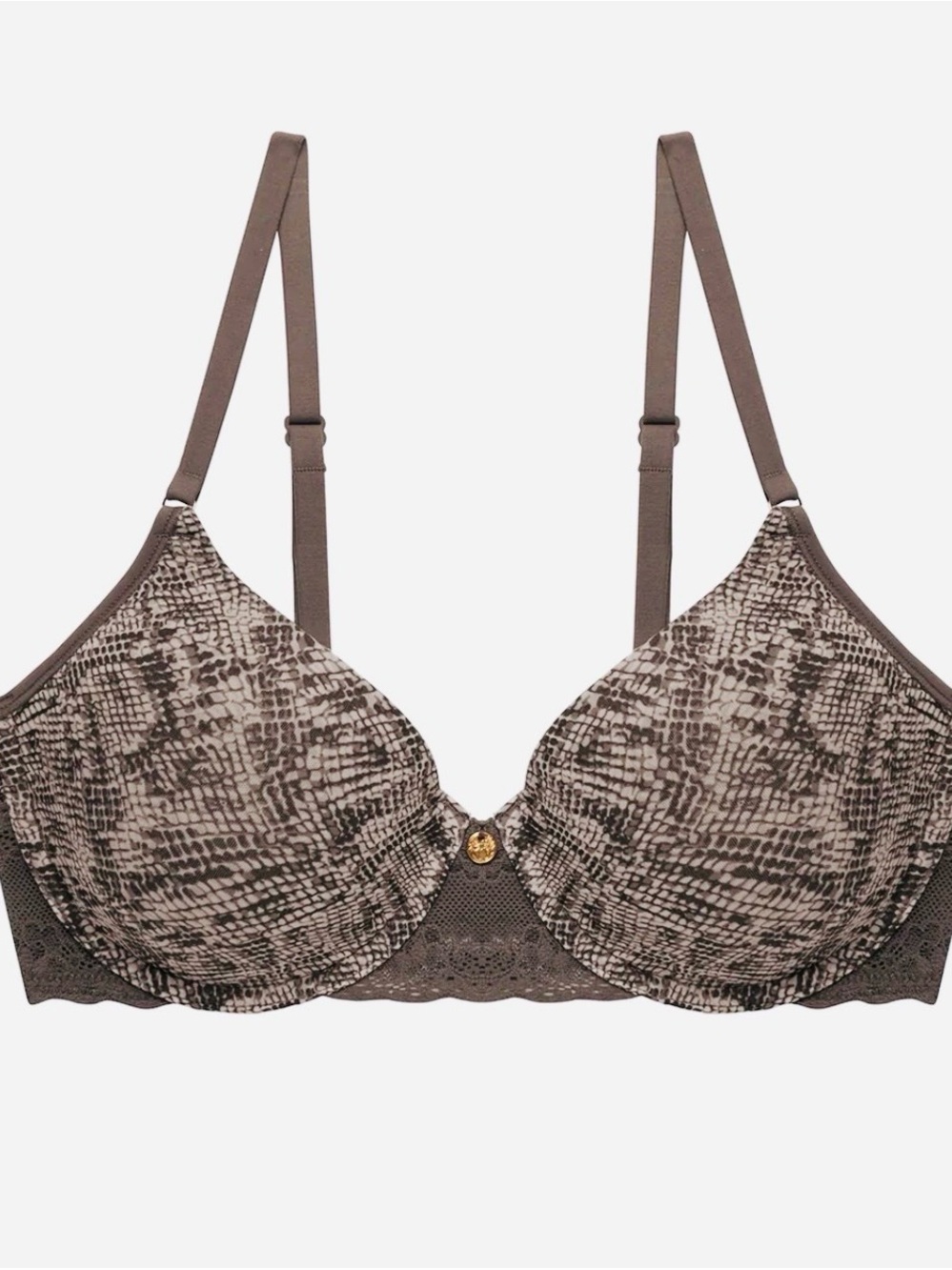 NWT Natori Taupe Snake-Print Bliss Perfection Contour Underwire Bra Size 36 D - Picture 3 of 7